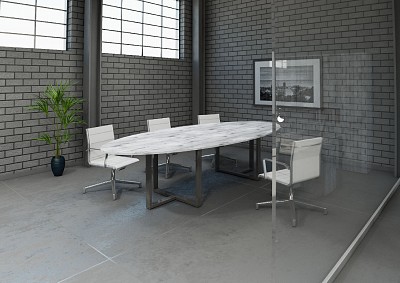 Steel Plus- oval conference table with metal base - επιπλα γραφειου